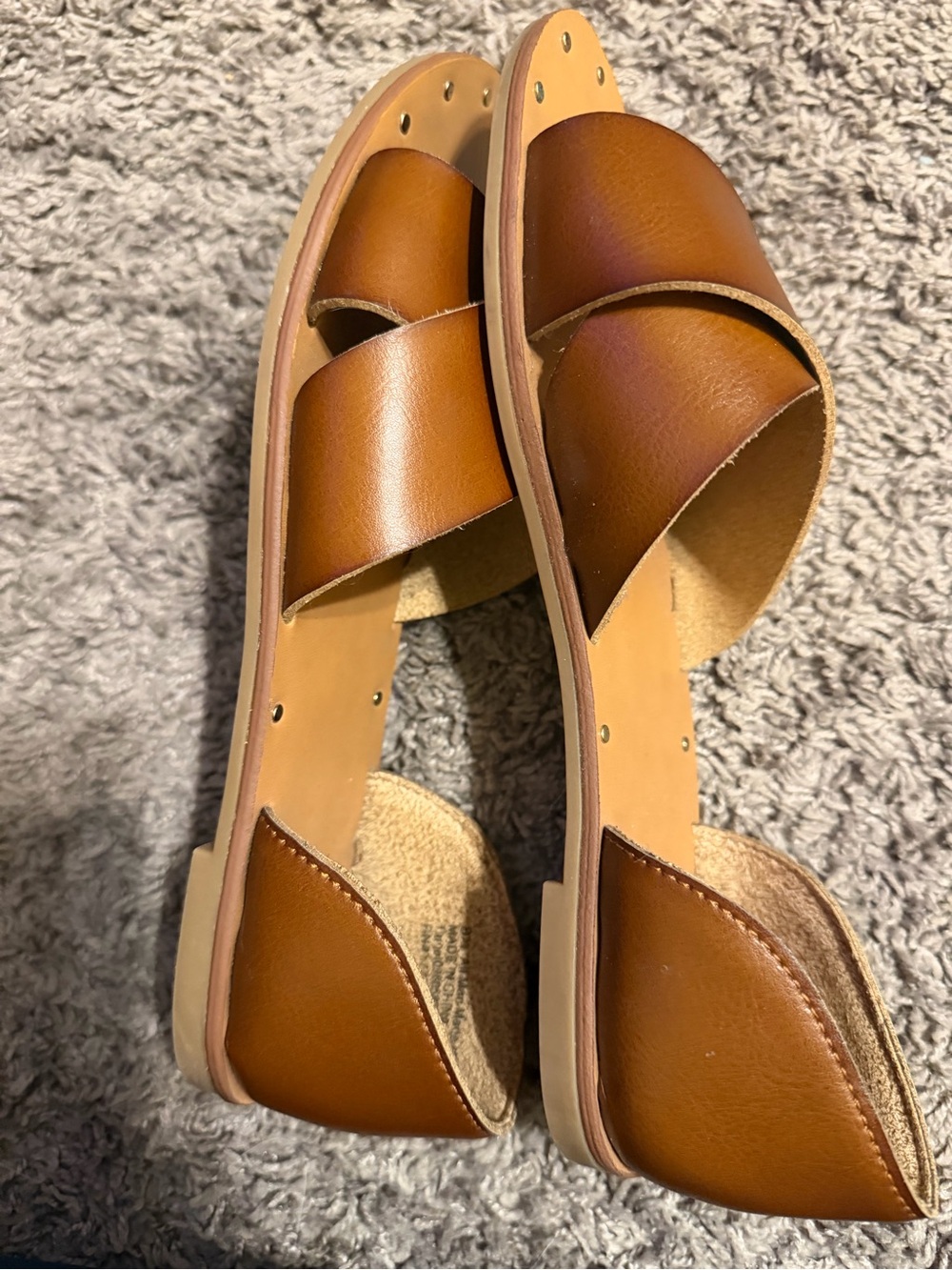 Universal Thread Cognac Brown Crossover Leather Slide Sandals